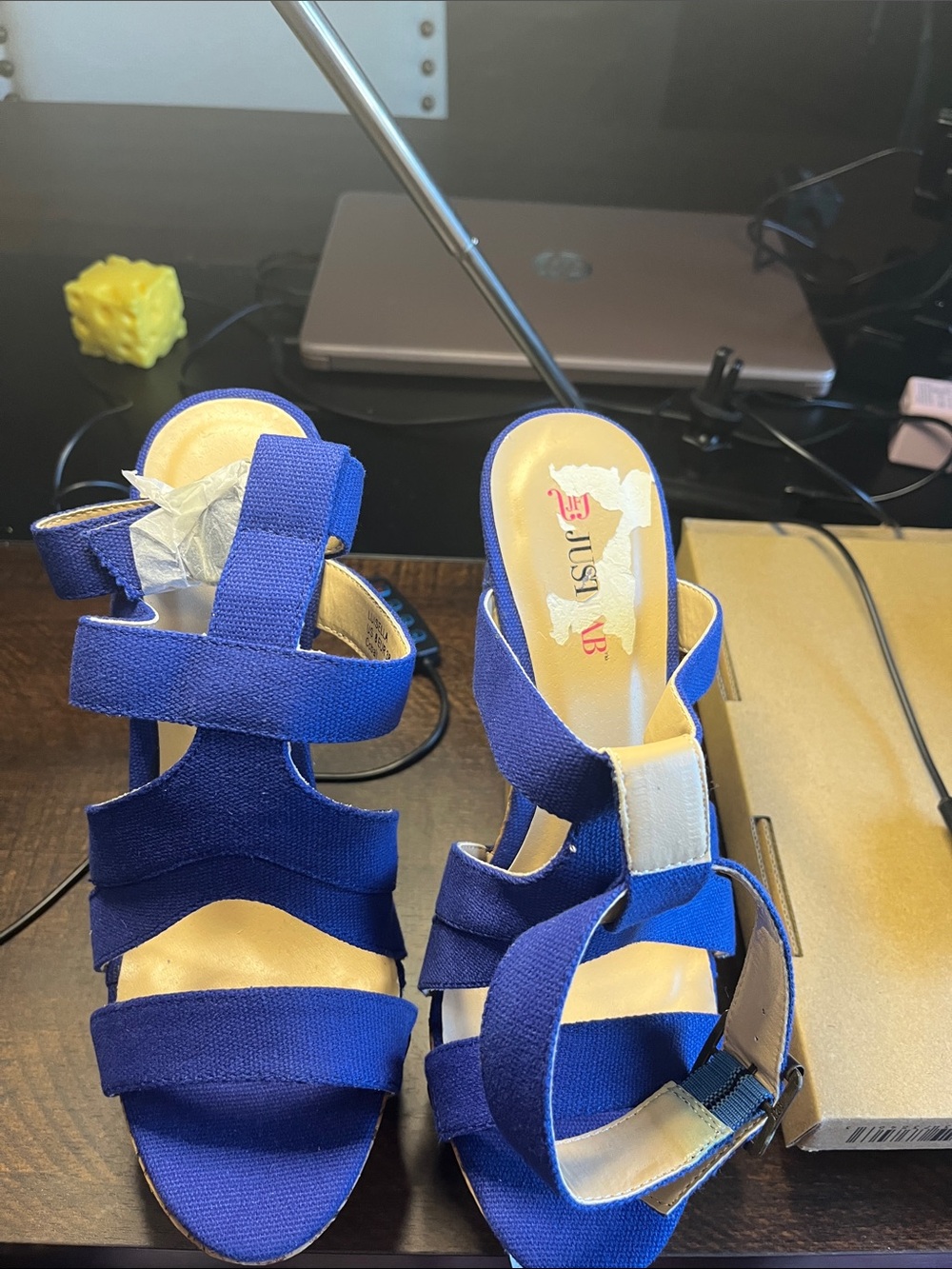 JustFab Royal Blue Strappy Elastic Heels